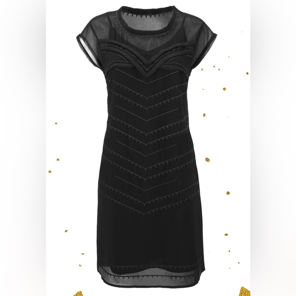 CAbi Black Sheer Dress with Slip